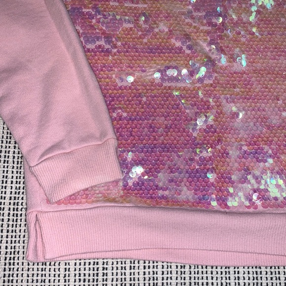GIRLS PINK SEQUENCED TOP SWEATSHIRT - Picture 2 of 3